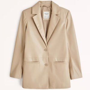 Abercrombie & Fitch Vegan Leather Blazer in Tan Size XXS